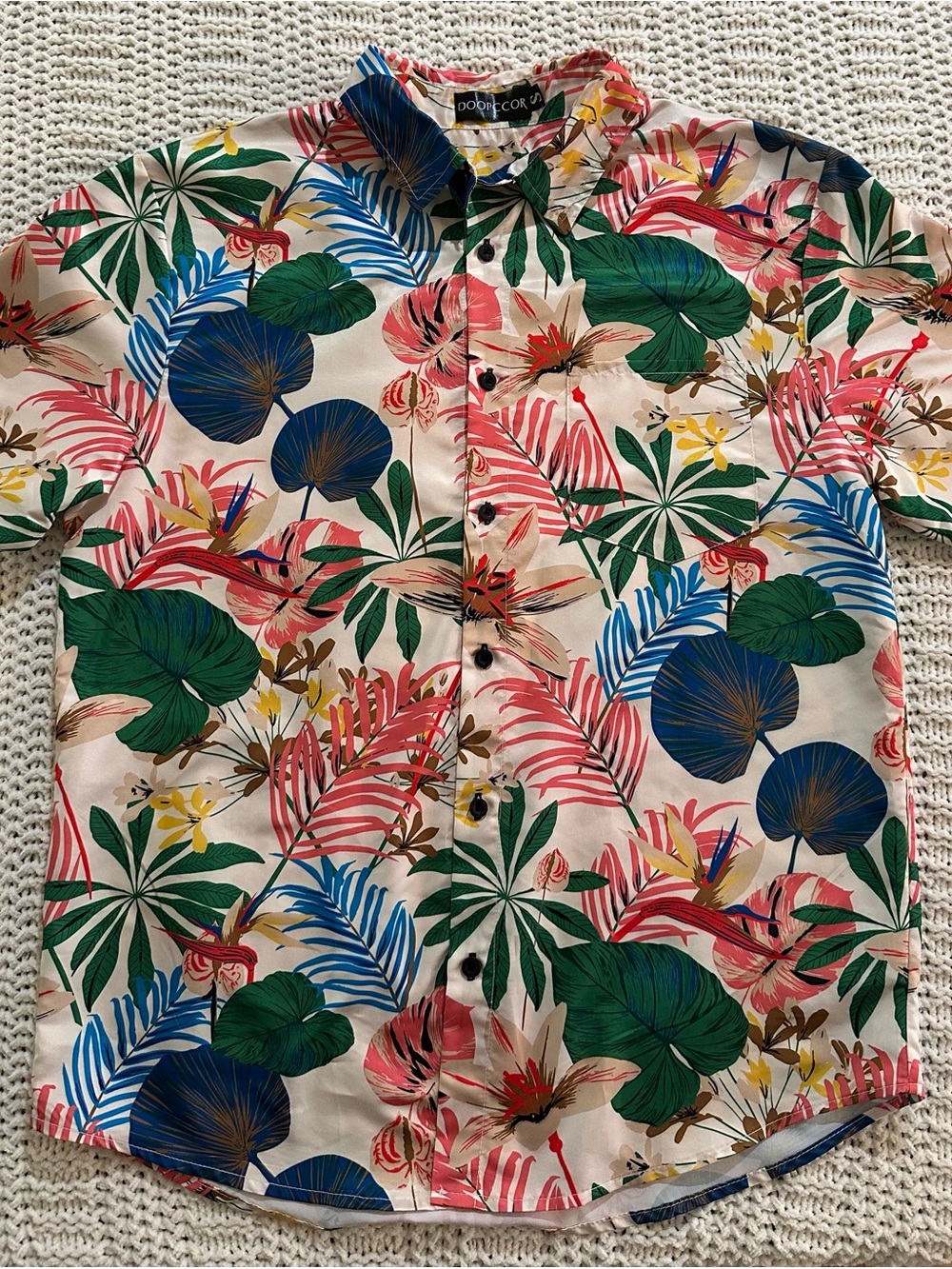 Tropical Floral Short-Sleeve Button-Down Shirt - Multicolor